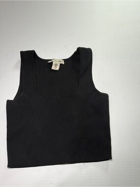 Happily Grey Black Ribbed Crop Tank Top Bralette Style Minimalist Size M